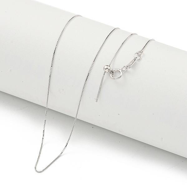Rhodium Plated 925 Sterling Silver Box Chain Necklaces