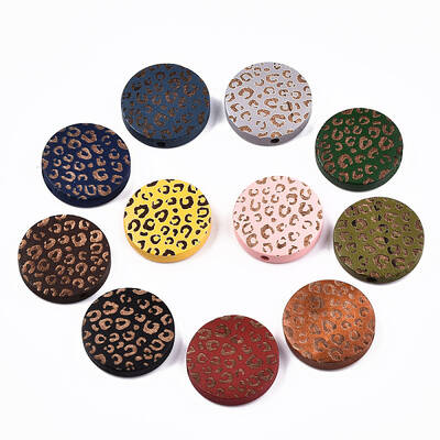 Painted Natural Wood Beads