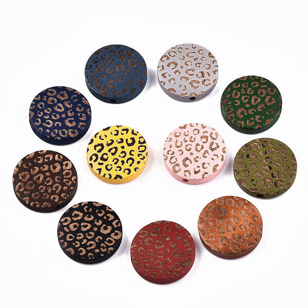 Painted Natural Wood Beads