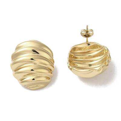 Chunky Oval 304 Stainless Steel Stud Earrings for Women