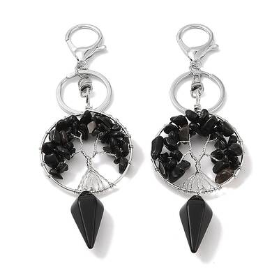 Natural Obsidian Keychain
