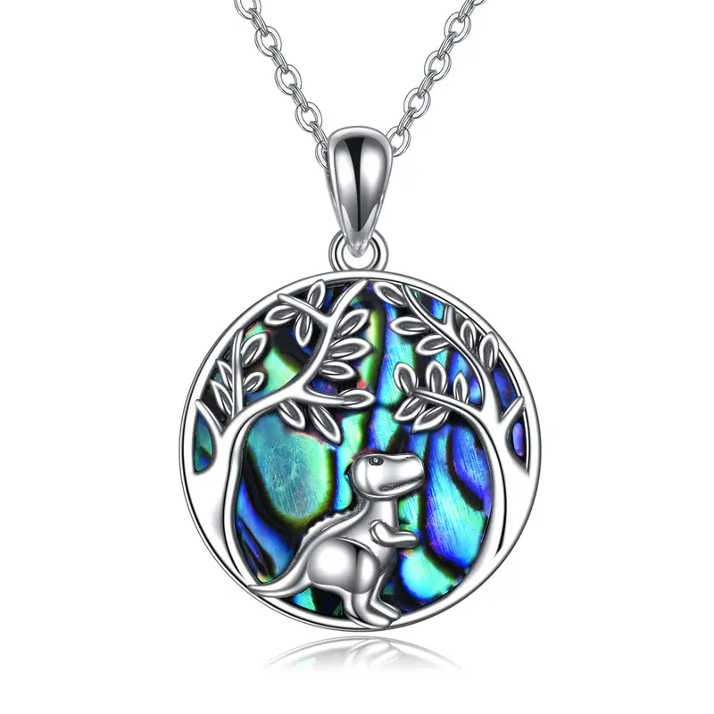Sterling Silver Abalone Shellfish Tree Of Life Pendant Necklace
