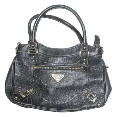 MOLLERUS Womens Shoulder Bag Black Leather