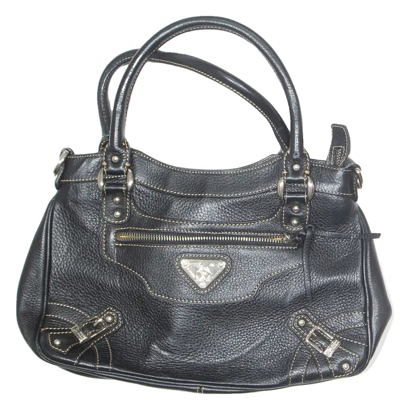 MOLLERUS Womens Shoulder Bag Black Leather