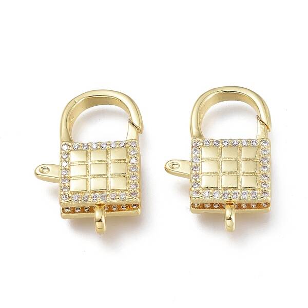 Brass Micro Pave Clear Cubic Zirconia Lobster Claw Clasps