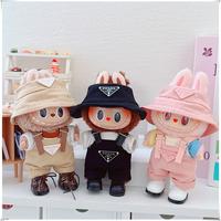 labubu knitted hat print, suitable for 6.7 inches (doll not included) Labubu Hat and Overalls Clothes Set labubu clothes outf...