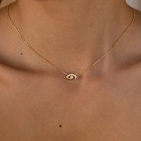 Amaryllis Pave Evil Eye Necklace by Caitlyn Minimalist - Dainty Pearl & Diamond Charm Necklace - Boho Jewelry - Gift for Her