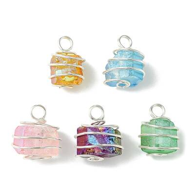 5Pcs Electroplated Natural Quartz Pendants