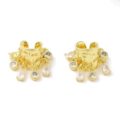 Brass Micro Pave Clear Cubic Zirconia Cuff Earrings for Women