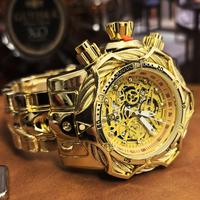 Gold Stainless Steel Punk Oversized Men's Watch Exquisite Holiday Gift Exquisite Gift Box Packaging
