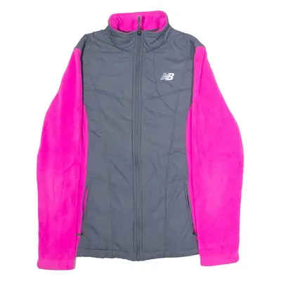 NEW BALANCE Womens Fleece Jacket Pink Colourblock L