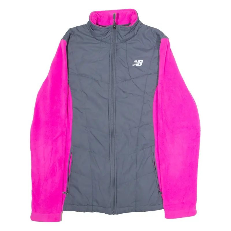 NEW BALANCE Womens Fleece Jacket Pink Colourblock L