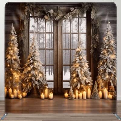 Aperturee Christmas Tree Indoor Square Tension Holiday Backdrop | Christmas Photo Booth Backdrop | Xmas Backdrop | Christmas ...