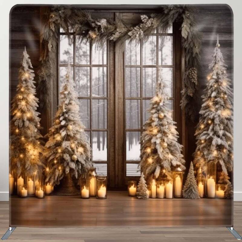Aperturee Christmas Tree Indoor Square Tension Holiday Backdrop | Christmas Photo Booth Backdrop | Xmas Backdrop | Christmas ...