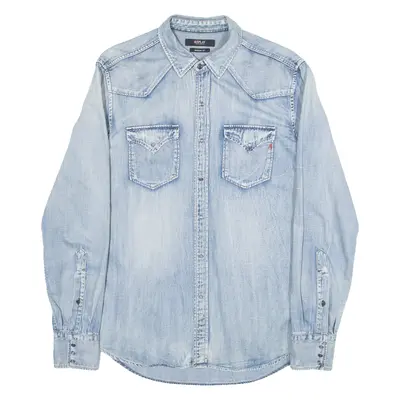 REPLAY Mens Denim Shirt Blue Long Sleeve S