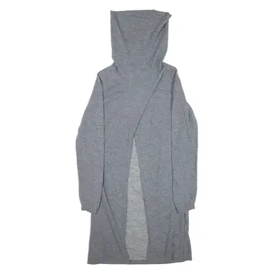 CONTE OF FLORENCE Cardigan Grey Tight Knit Wool High Neck Womens S