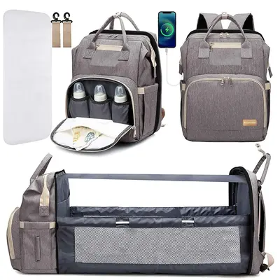 Diaper Bag Backpack, 1 Count Baby Diaper Bag with Changing Station, Large Capacity Stroller Bag, Portable Baby Travel Essenti...