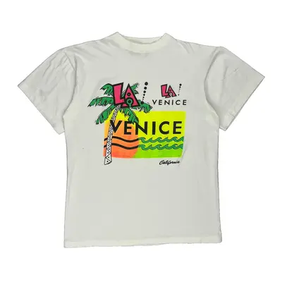 Single Stitch Venice Beach Caribbean Dream Graphic T-Shirt - Large White Cotton