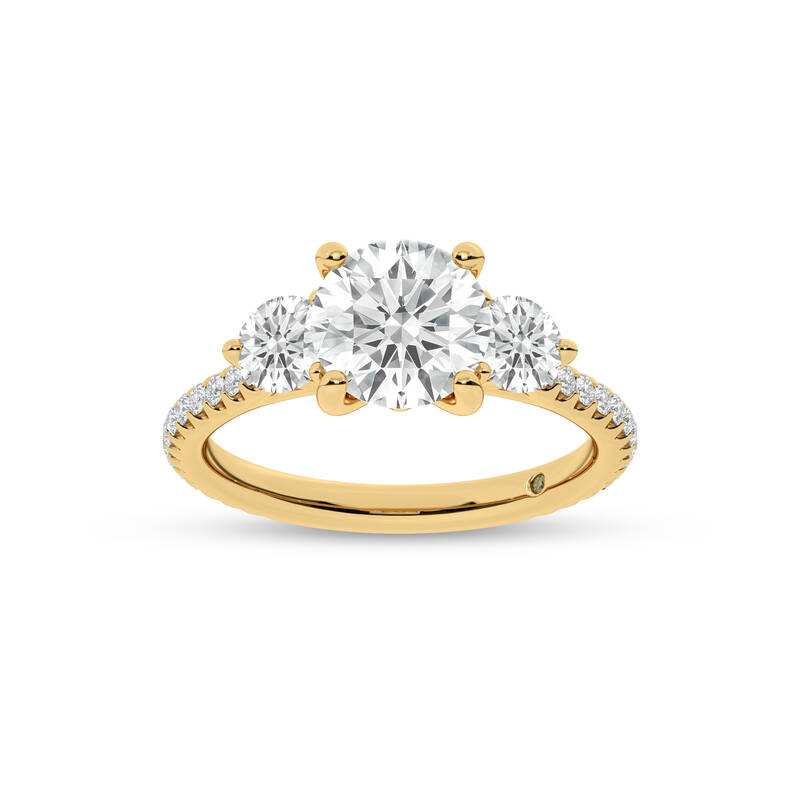 Zephyr Three Quarter Coverage Round Lab Grown Diamond Engagement Ring | 14K Yellow Gold 2 CT. TW.