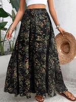 Women's Floral Print Bohemian Summer Skirts, Elegant Casual Boho Style Long Skirt for Beach Holiday Vacation, Skirts for Wome...