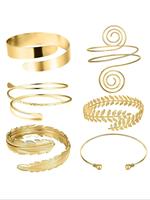 Women's Elegant Feather & Leaf Design Arm Cuff, Exquisite Trendy Arm Cuff, Fashionable All-match Vintage Body Jewelry for Wom...