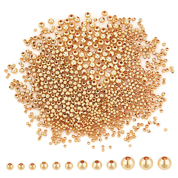 1000Pcs 4 Styles Brass Round Spacer Beads