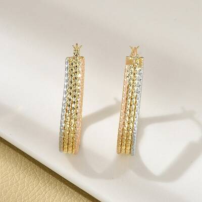 Brass Two Tone Hoop Earrings