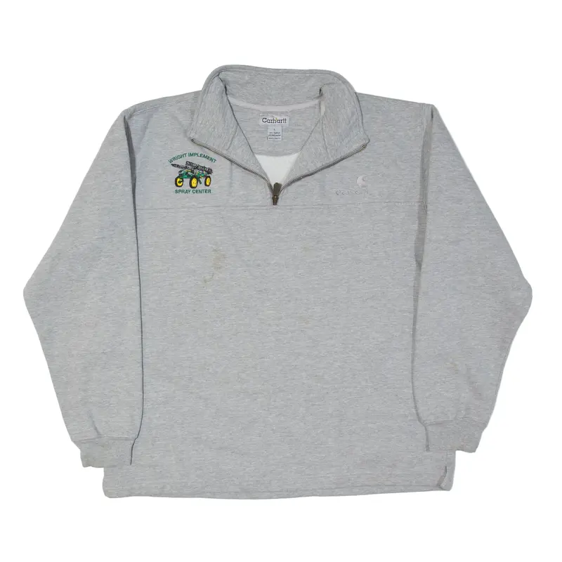 CARHARTT Sweatshirt Grey 1/4 Zip Mens L