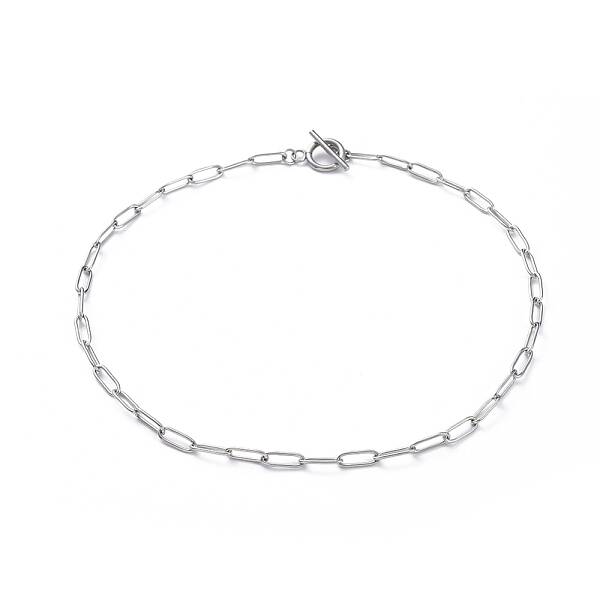 Non-Tarnish 304 Stainless Steel Paperclip Chain Necklaces