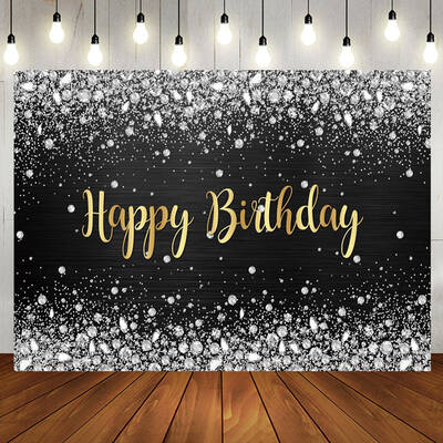 Sliver Glitter Diamond Gold Letter Birthday Backdrop - Aperturee