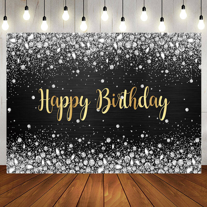 Sliver Glitter Diamond Gold Letter Birthday Backdrop - Aperturee
