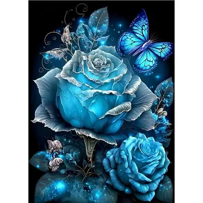 Artificial Diamond Arts Colorful Painting Kit, 1 Set Rose & Butterfly DIY Rhinestone Embroidery Set, Embroidery Painting with...