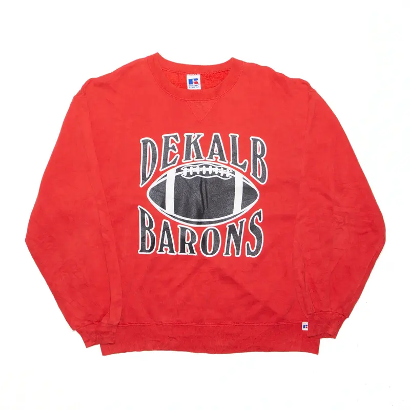 RUSSELL ATHLETIC Dekalb Barons Indiana Red 90s USA Sweatshirt Mens L