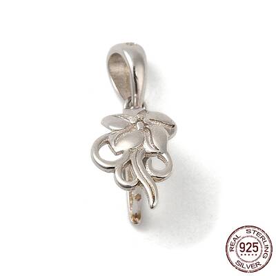 Rhodium Plated 925 Sterling Silver Ice Pick Pinch Bails