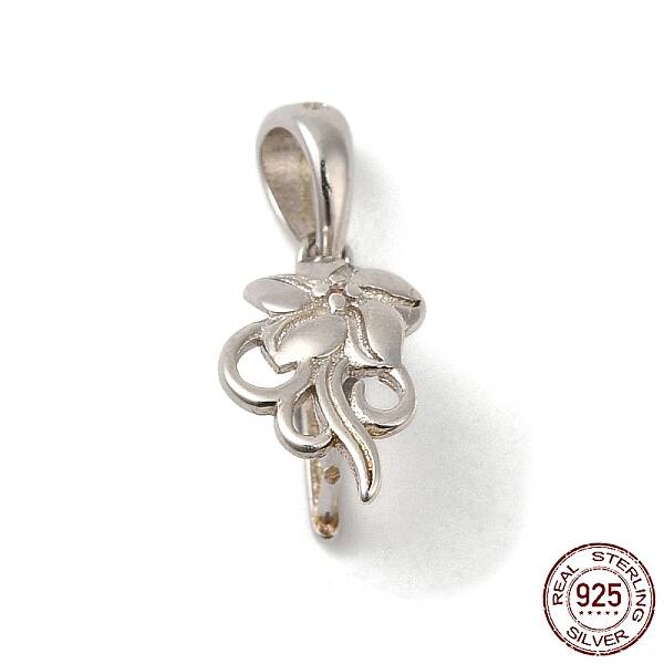 Rhodium Plated 925 Sterling Silver Ice Pick Pinch Bails