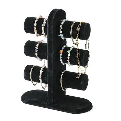 Wooden Velours T-Bar Bracelet/Bangle Display Stands