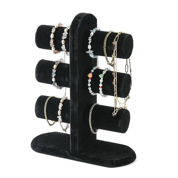 Wooden Velours T-Bar Bracelet/Bangle Display Stands