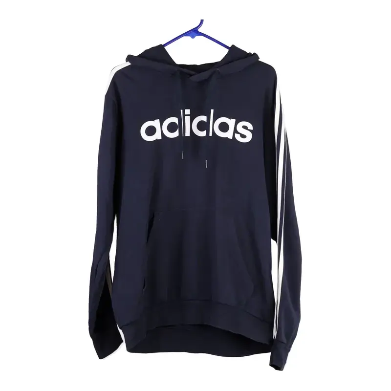 Adidas Spellout Hoodie - Large Navy Cotton