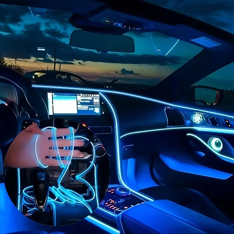 Car Interior Atmosphere Light, USB Powered RGB LED Neon Strip Light, Decorative Light for Car, Neon Strip Lights for Car Deco...