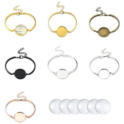 DIY Blank Dome Alloy Bangle Jewelry Making Kits