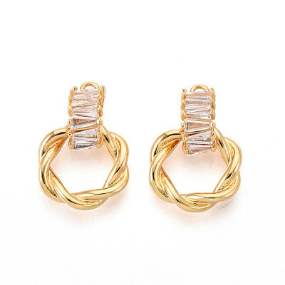 Brass Micro Pave Cubic Zirconia Pendants