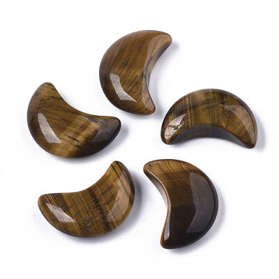 Moon Shape Natural Tiger Eye Healing Crystal Pocket Palm Stones