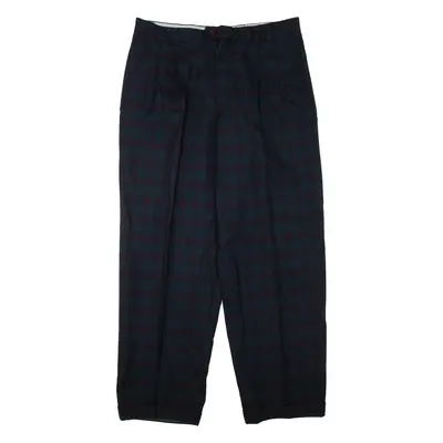 Check Mens Trousers Blue Regular Tapered W32 L29