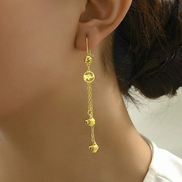 Fashionable Brass Ball Pendant Tassel Hoop Earrings