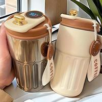Coffee Cup with Temperature Display, 16.18oz Stainless Steel Coffee Cup, Smart Vacuum Insulated Water Cup, Portable Travel Dr...