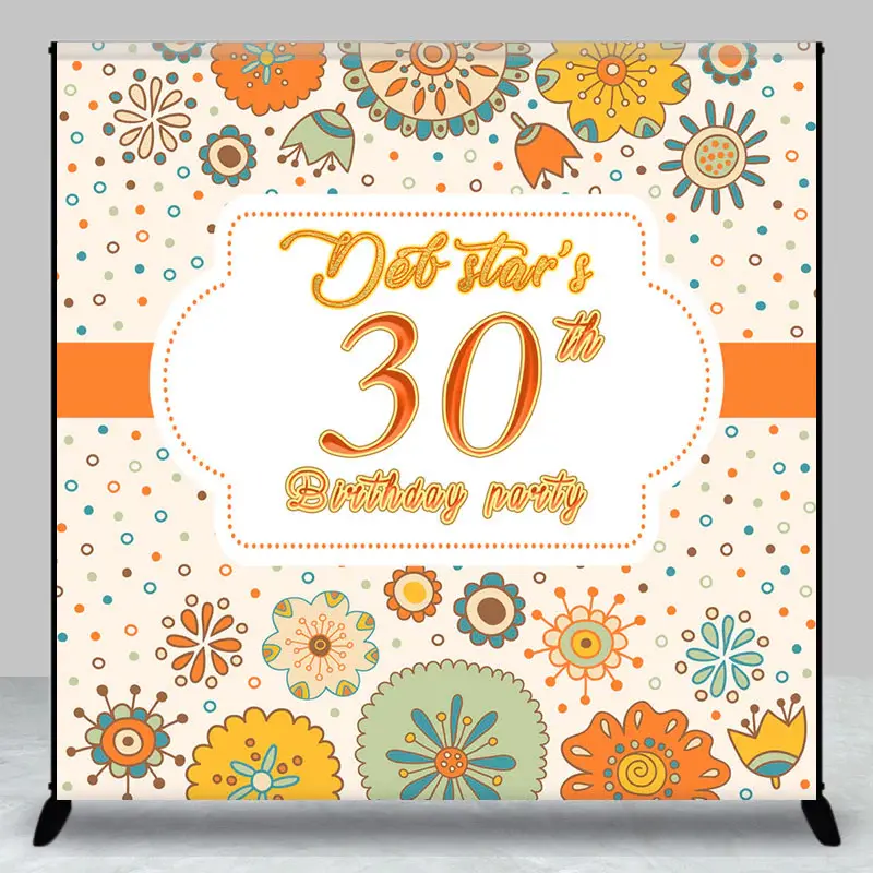 Tribal Floral Custom Name 30th Birthday Backdrop