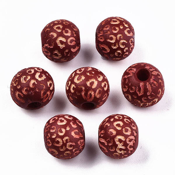 Painted Natural Wood Beads