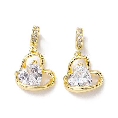 Valentine's Day Brass Micro Pave Clear Cubic Zirconia Pendants