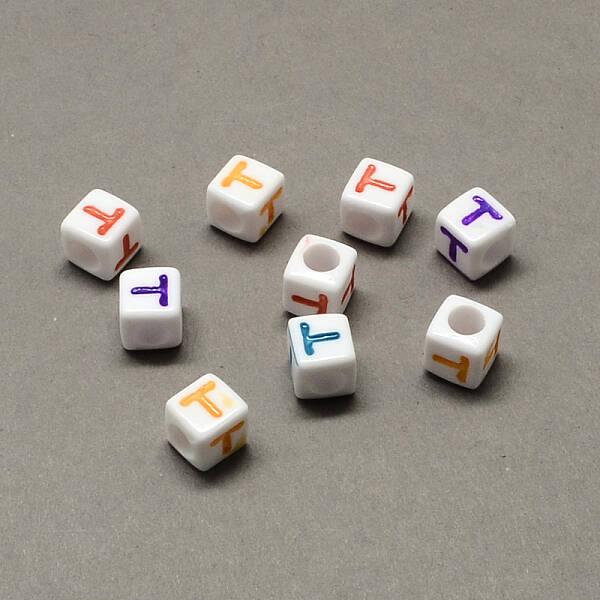 Large Hole Colorful Acrylic Letter European Beads