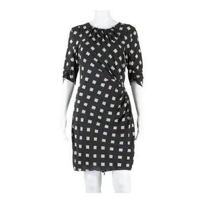 WHISTLES Womens Pencil Dress Green Silk Check Short Sleeve Knee Length UK 10